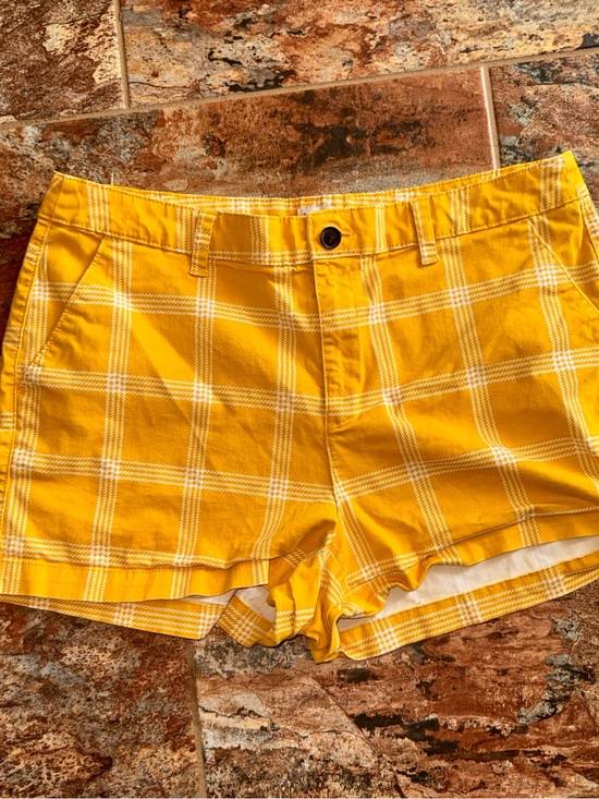 a new day Pants - a new day Yellow Plaid Cotton Blend Jean Shorts